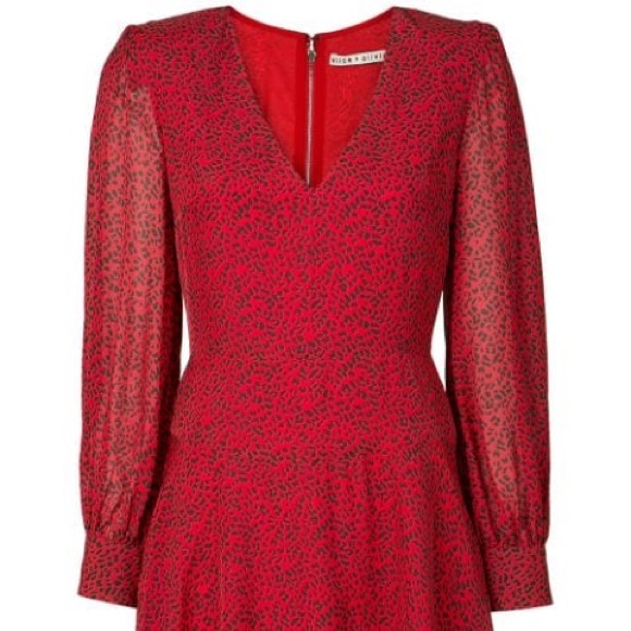 NWT Alice + Olivia Polly Strong Shoulder V Neck Dress Size 14 - Picture 7 of 16